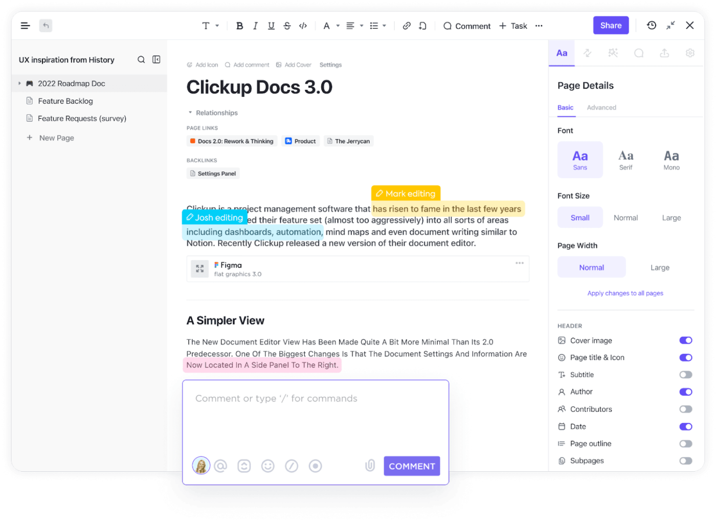 ClickUp Docs: virtual message format