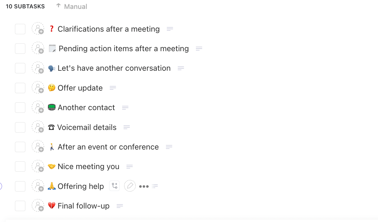 Use ClickUp’s Follow-Up Email Template and make your messaging more efficient