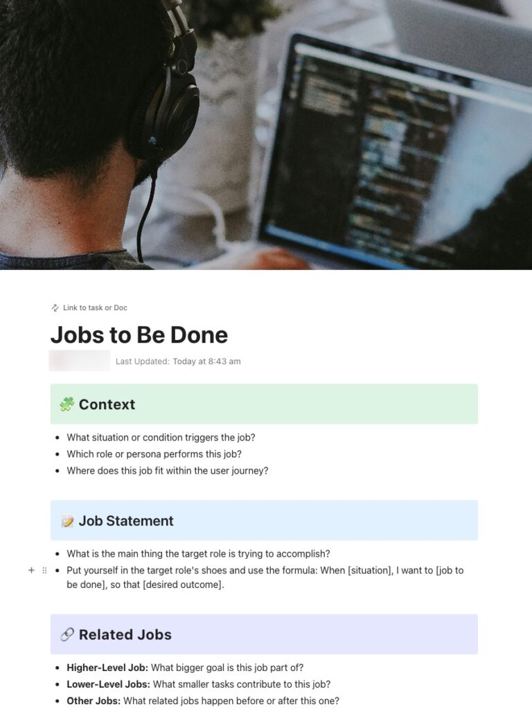 ClickUp Jobs To Be Done Template