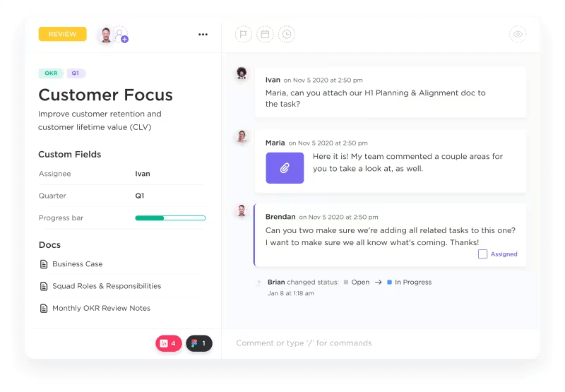 Simplify your team's communication and turn conversations into actionable tasks with ClickUp Remote Work Project Management