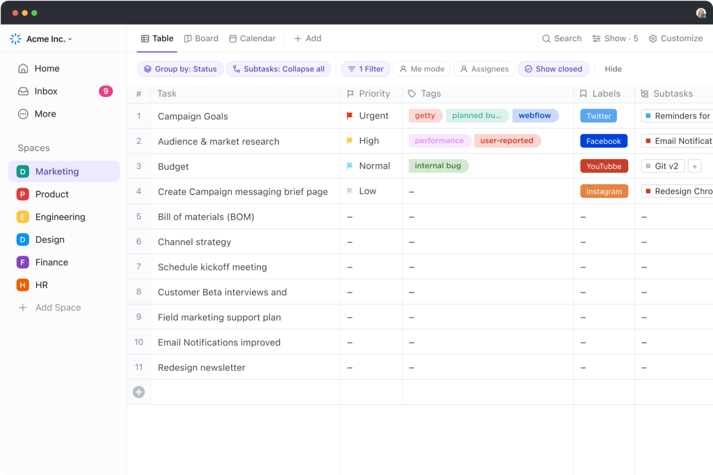 Add all relevant data to ClickUp Table View for a unified view