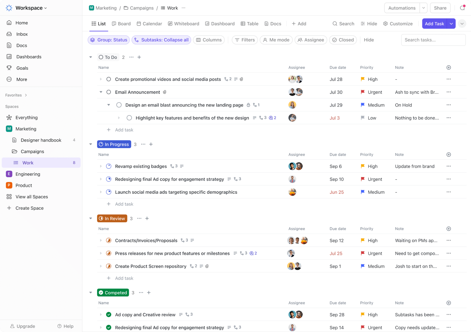Seamlessly unite work and communication with ClickUp