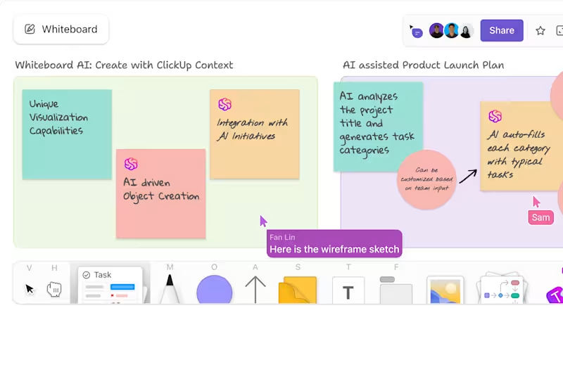 ClickUp Whiteboards: Map our your video marketing strategy in a visually