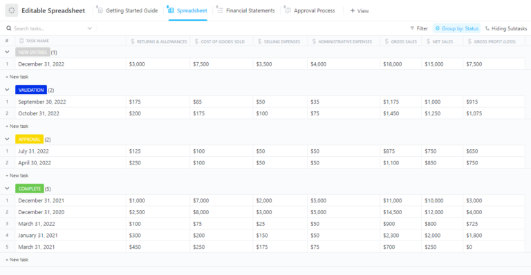 Editable Spreadsheet
