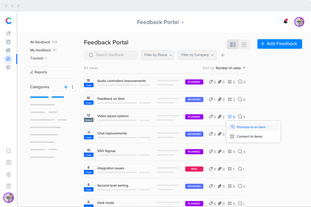 Feedback portal via craft