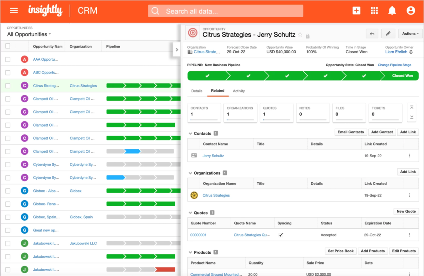 Insightly combines customer relationship tools with project tracking features