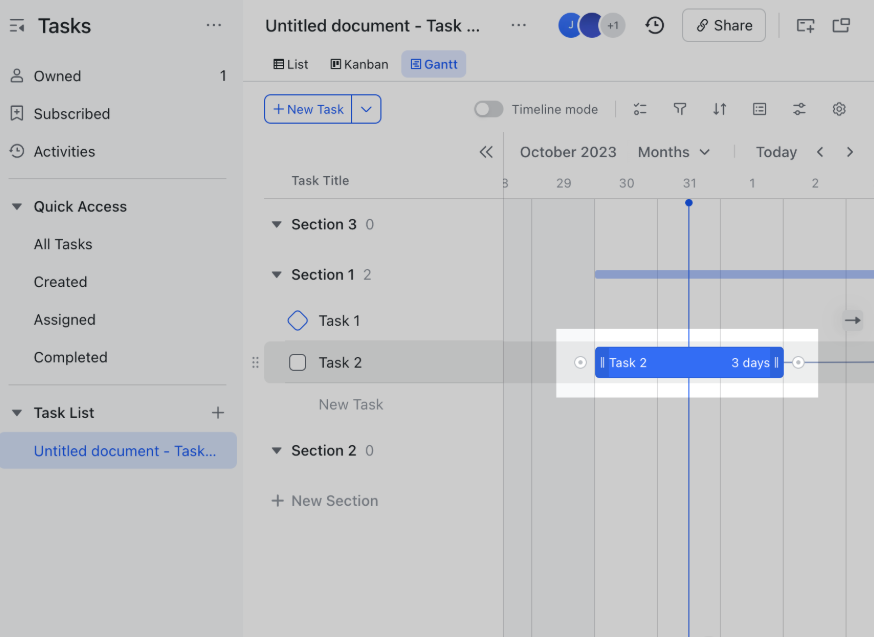 Lark's Gantt Chart view: Lark vs ClickUp