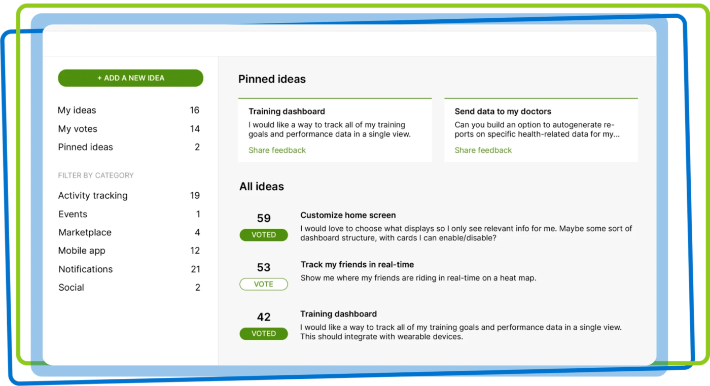 Organize customer ideas and feedback 