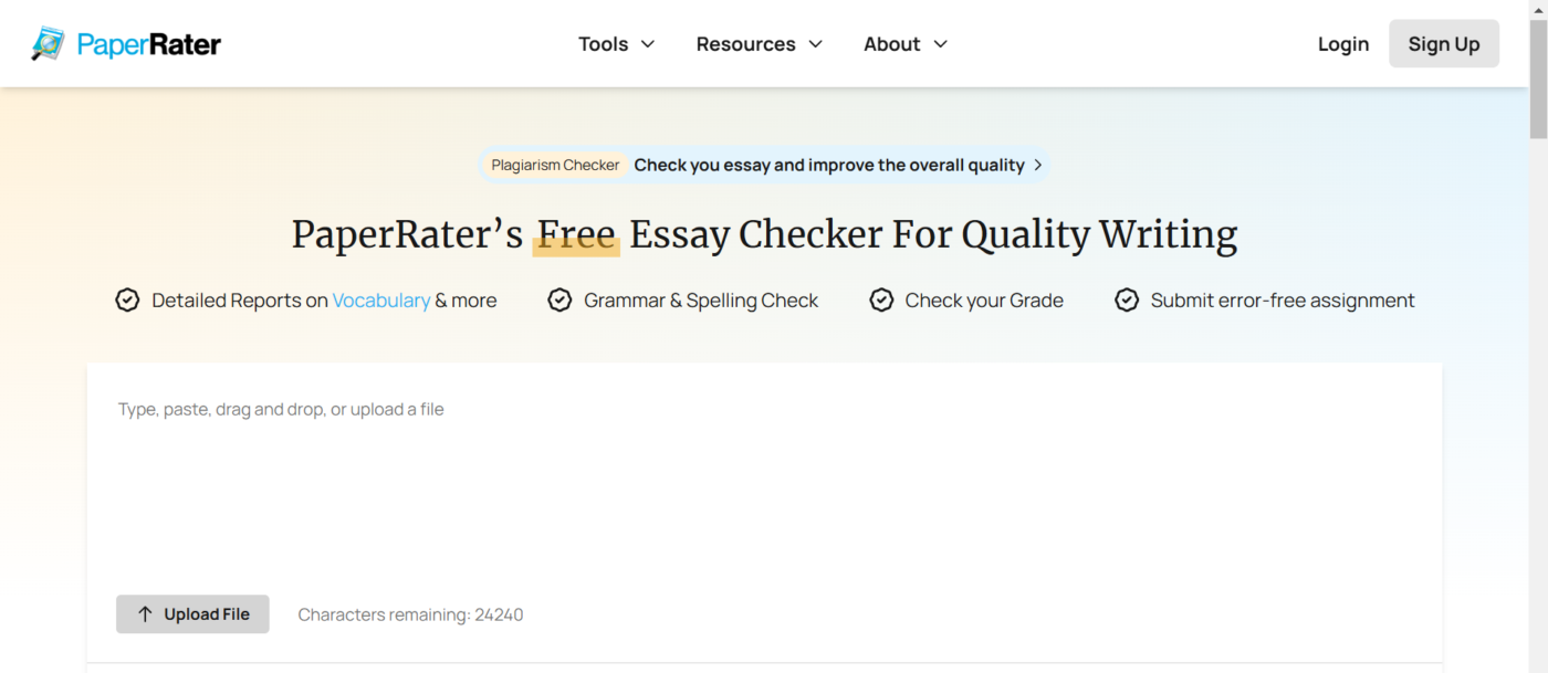 PaperRater offers grammar checking and plagiarism detection, making it a good tool for students.