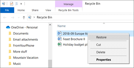 Recycle bin : onedrive vs google drive