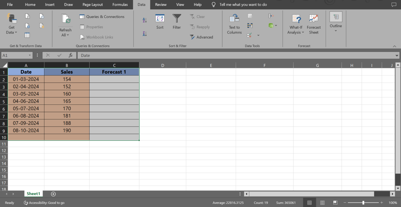 Conducting a sales forecast Excel is easy with historical data in place