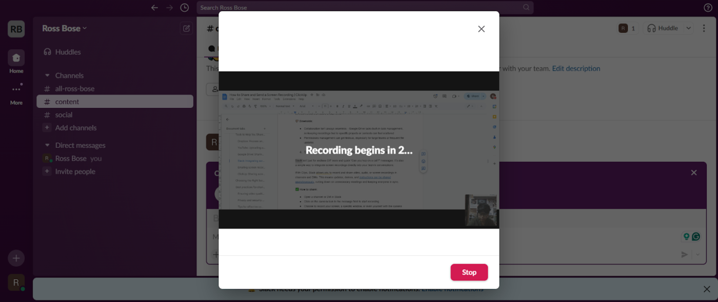 Slack: How to Share a Screen Recording