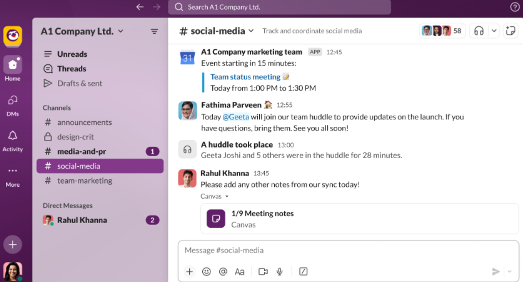 Slack Dashboard