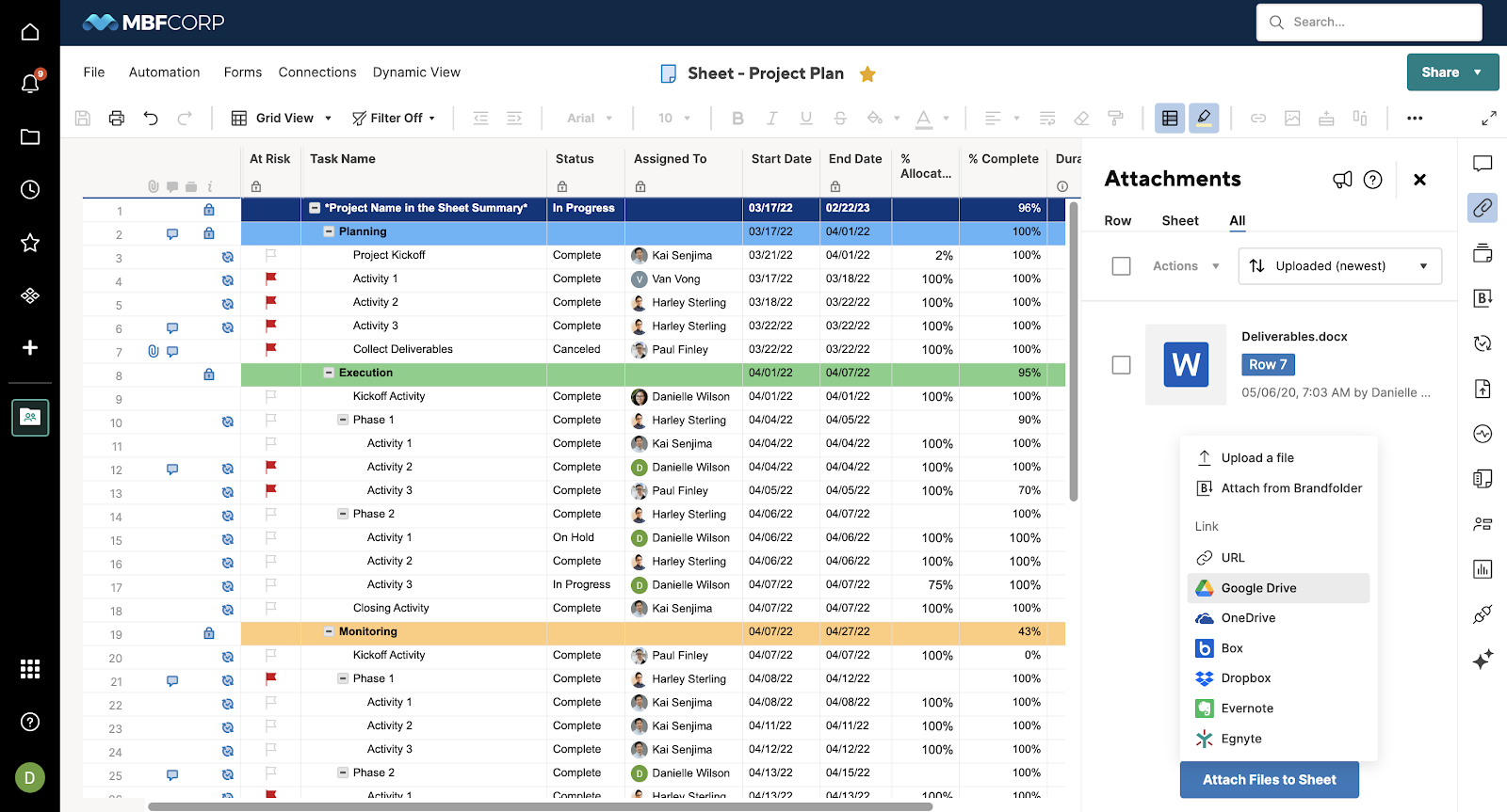 Smartsheet for project management and managing deadlines