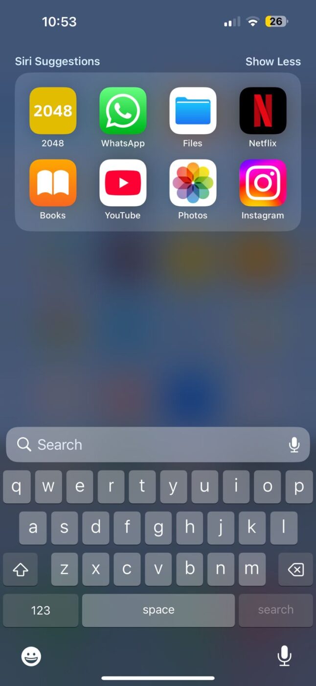 Swipe down to access the Spotlight Search