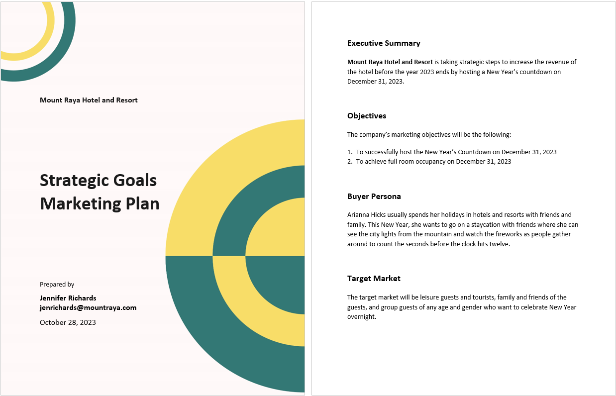 Strategic Goals Marketing Plan Template by Template.Net