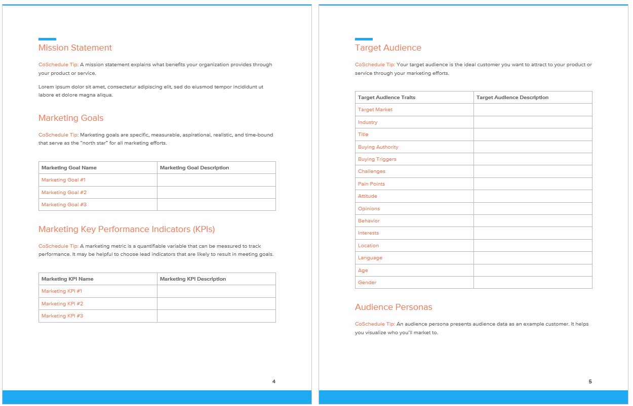 Word Marketing Plan Template by CoScheduleWord