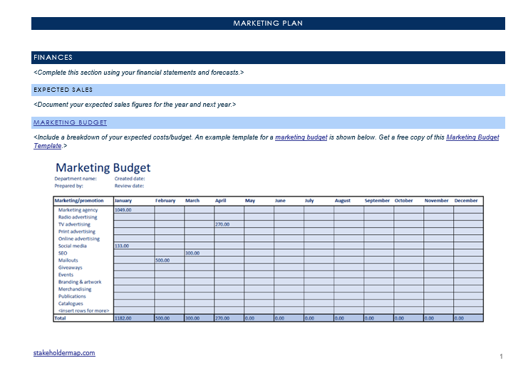 Word Marketing Plan Template by Stakeholdermap.com 