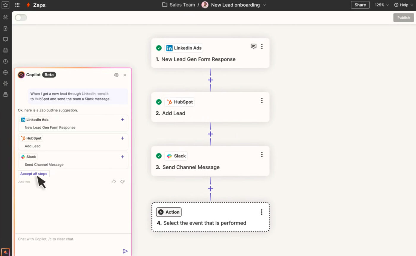 Zapier is a no-code platform that simplifies workflow automation for businesses of all sizes.