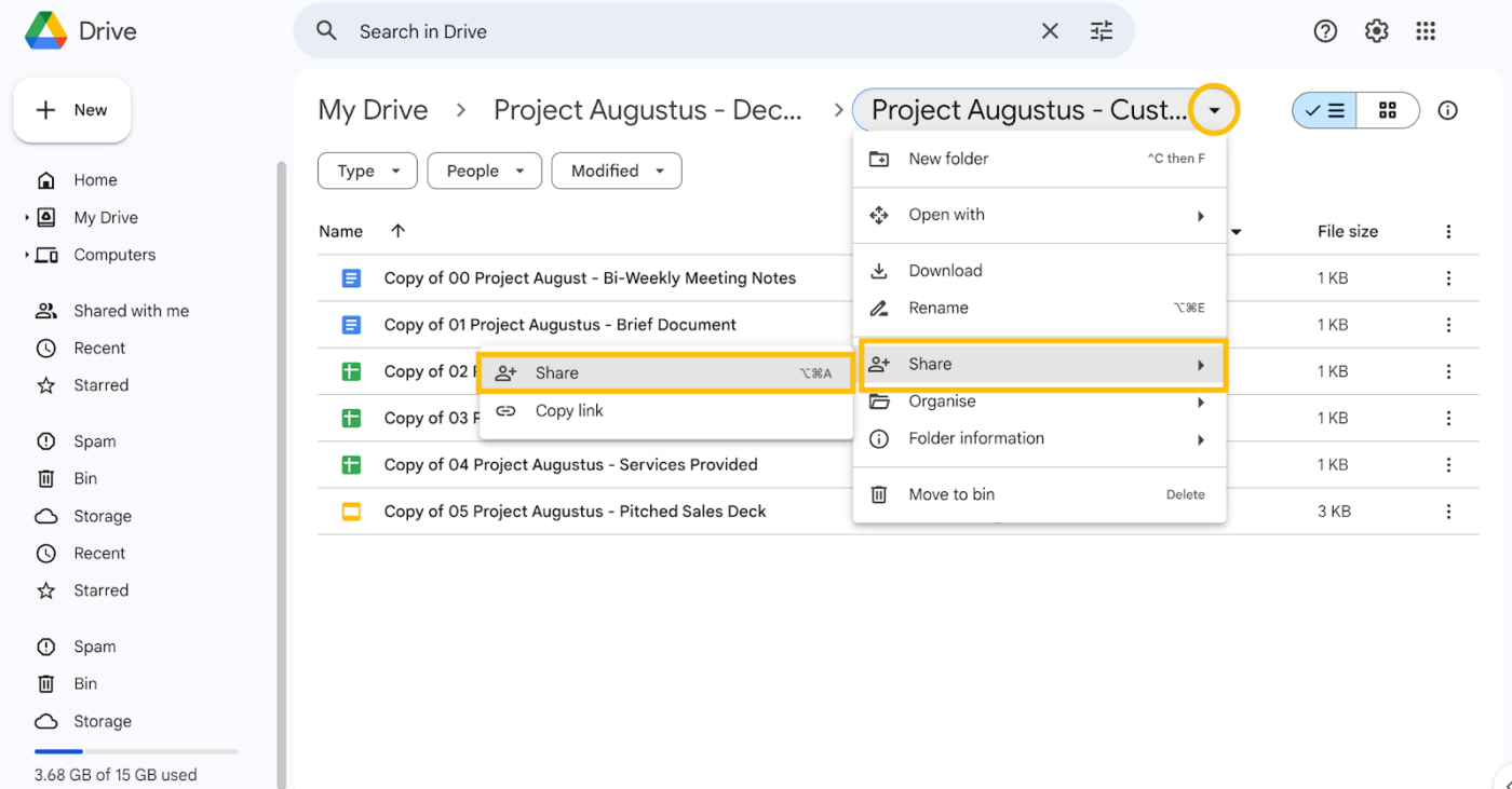 cara menyalin folder di google drive: langkah 7