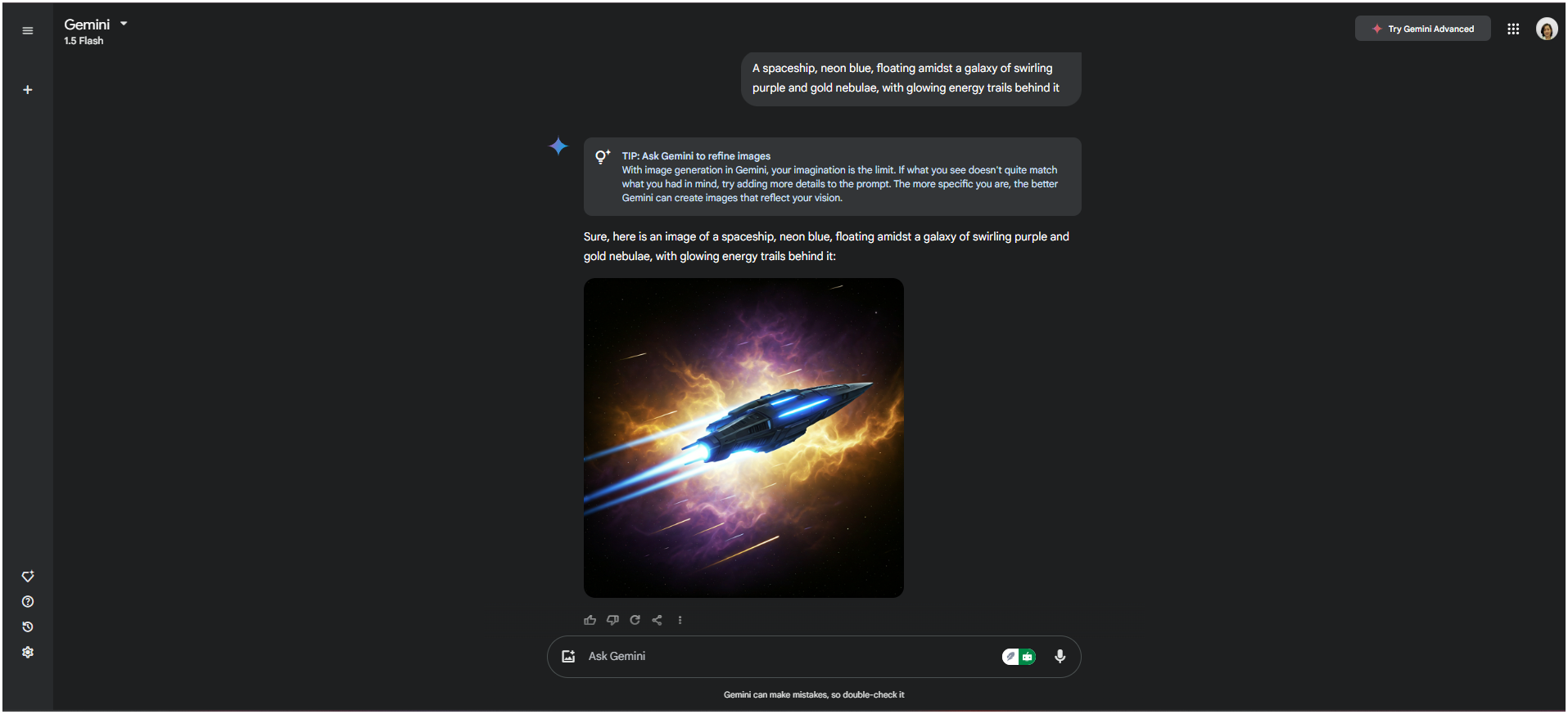 Gemini Dashboard: Gemini image generation
