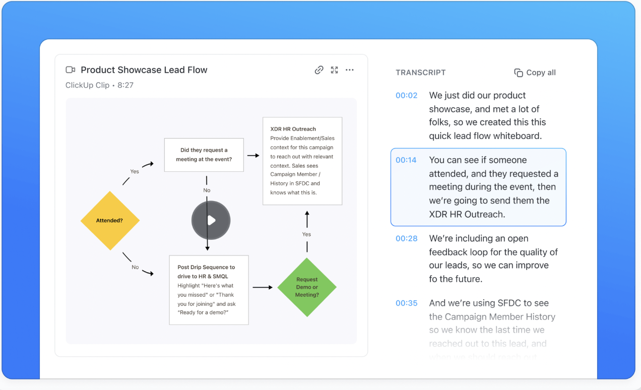 ClickUp Brain: come registrare lo schermo del browser