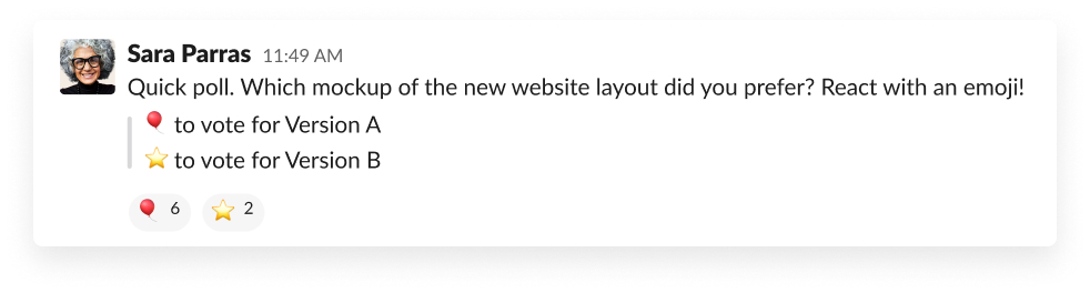 Emoji poll in a Slack message