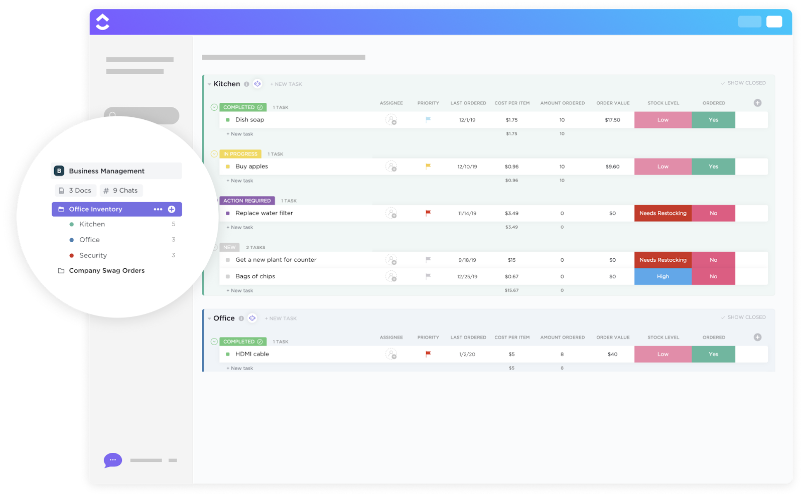 ClickUp Office Inventory Template