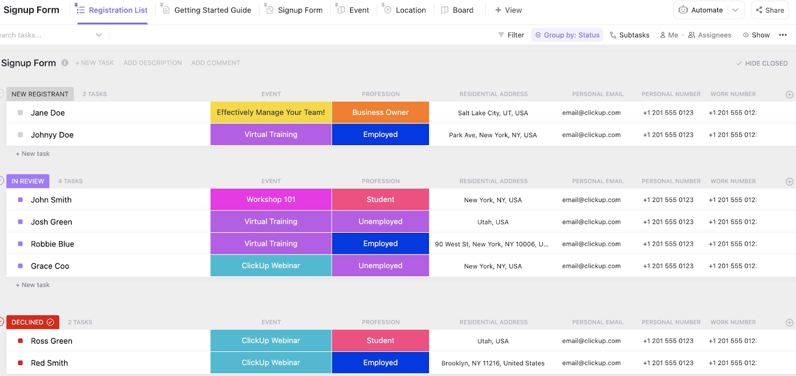 ClickUp Restaurant Inventory Template