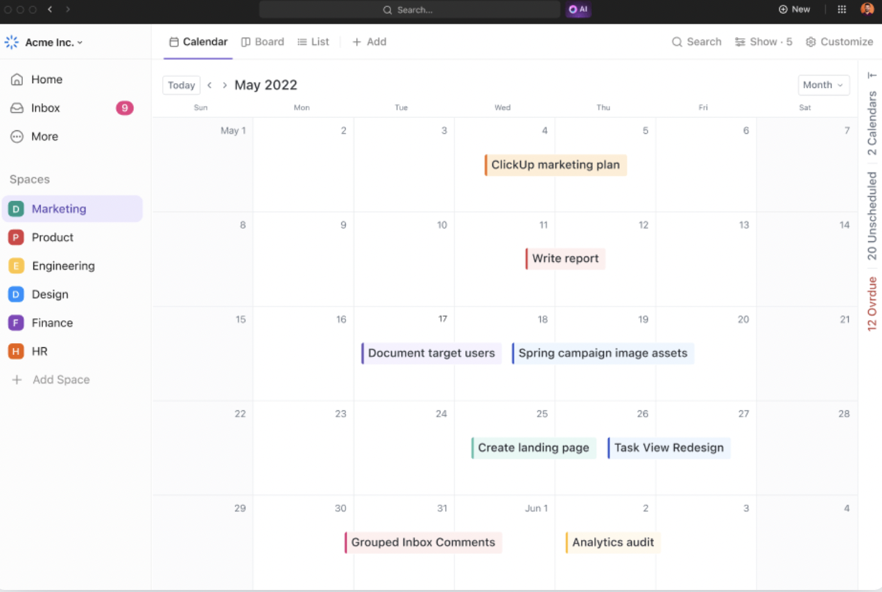 ClickUp Calendar: Town Hall Meeting