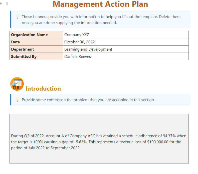 ClickUp Management Action Plan Template