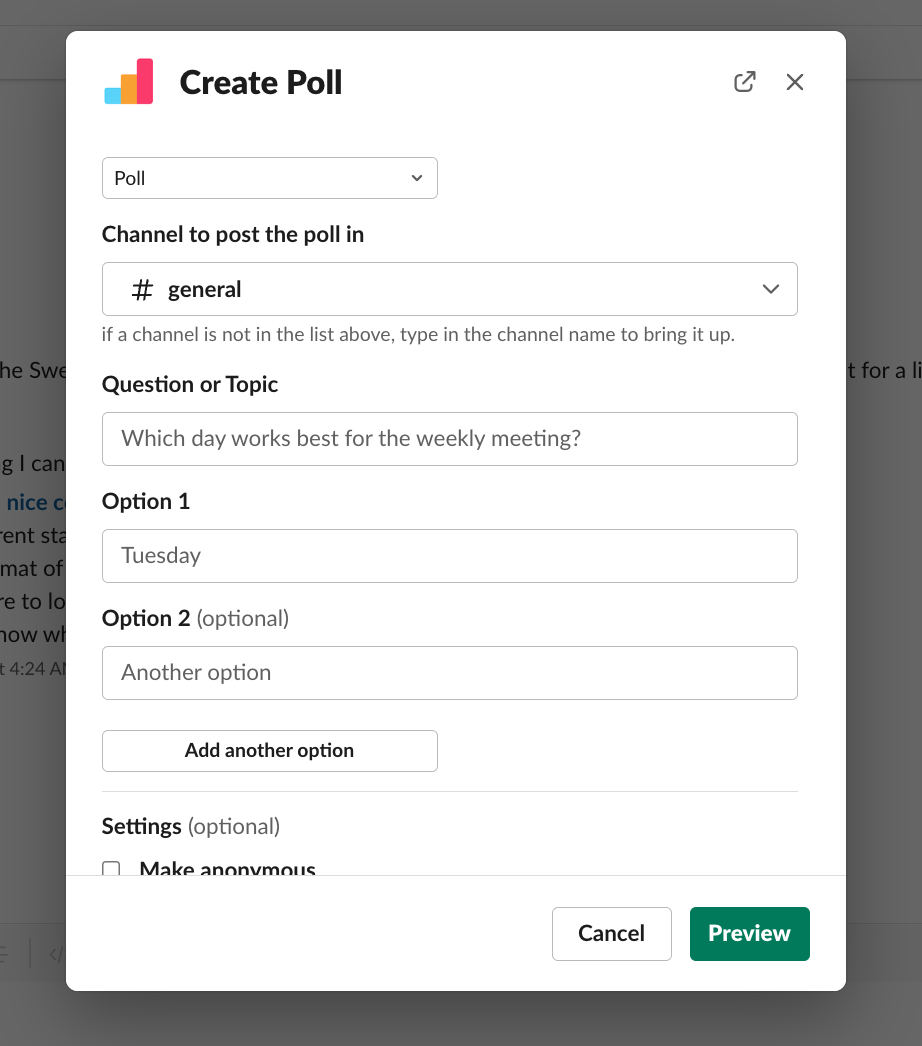 Create poll with Simple Poll 