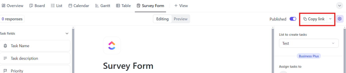 ClickUp Form View: slack poll