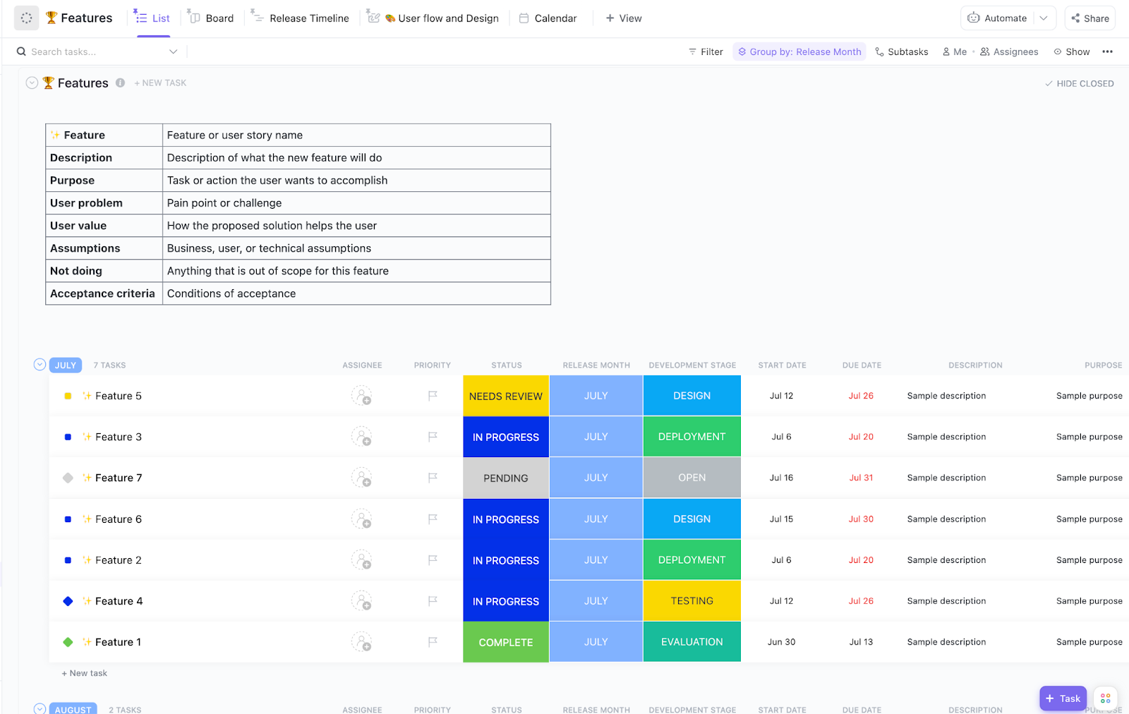 ClickUp Product Requirements Template: Code Documentation Templates
