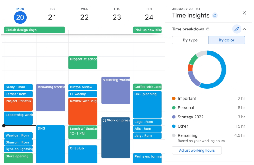 Color-coding events