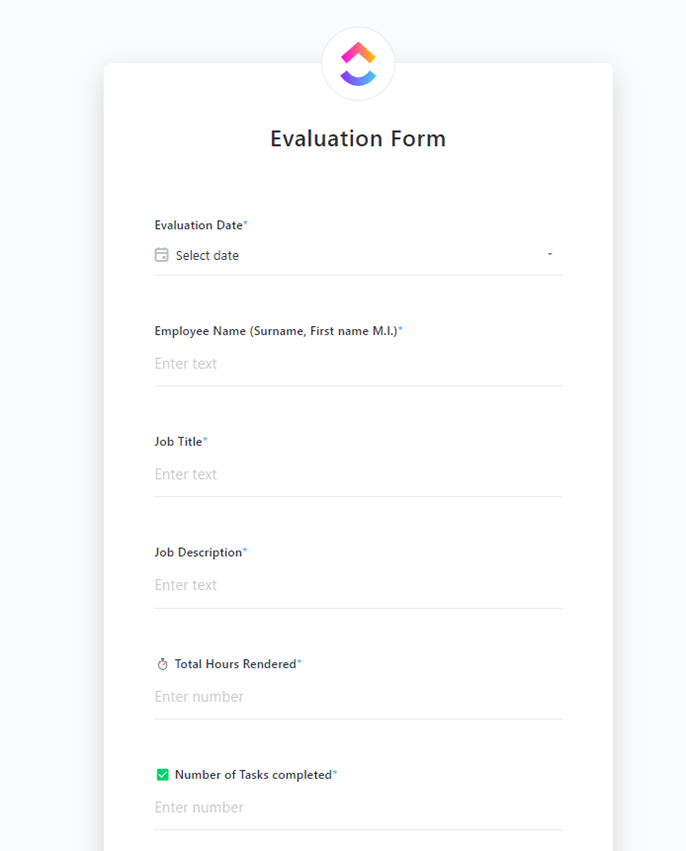 ClickUp Product Evaluation Form Template