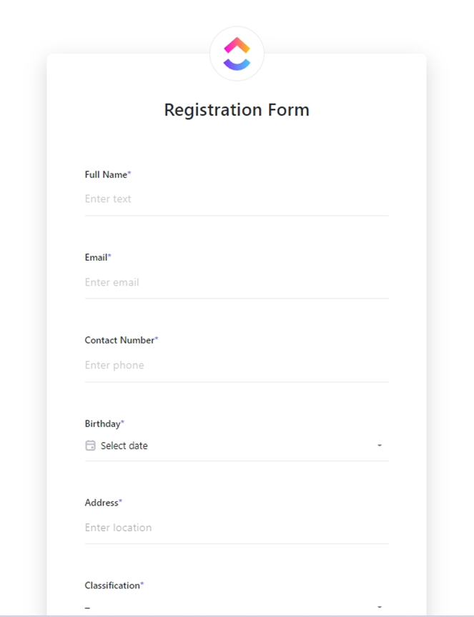 ClickUp Form Template 