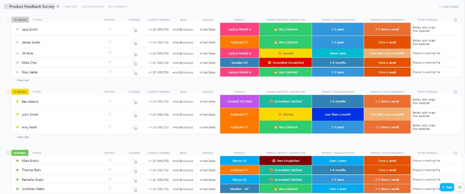 ClickUp Product Evaluation Feedback Survey Template 