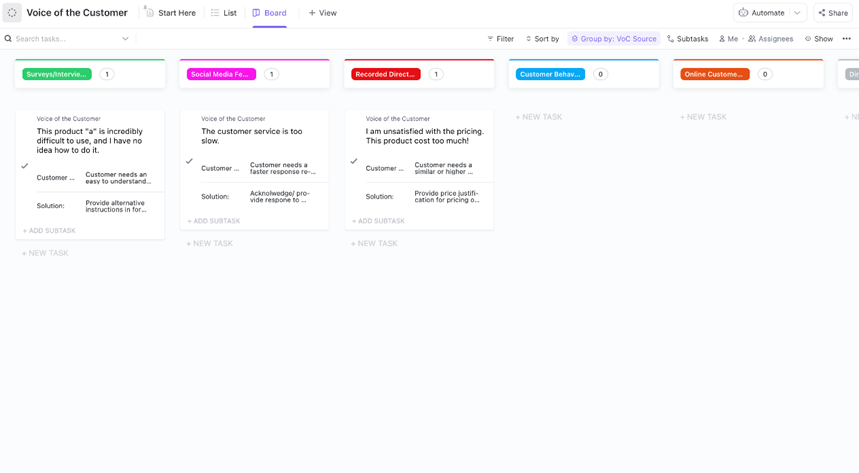 ClickUp Voice of the Customer Evaluation Template