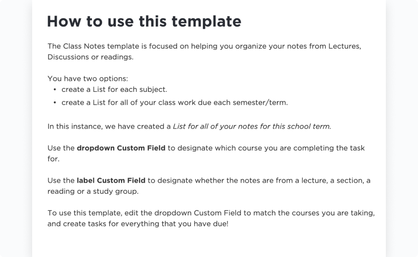 ClickUp Student Template