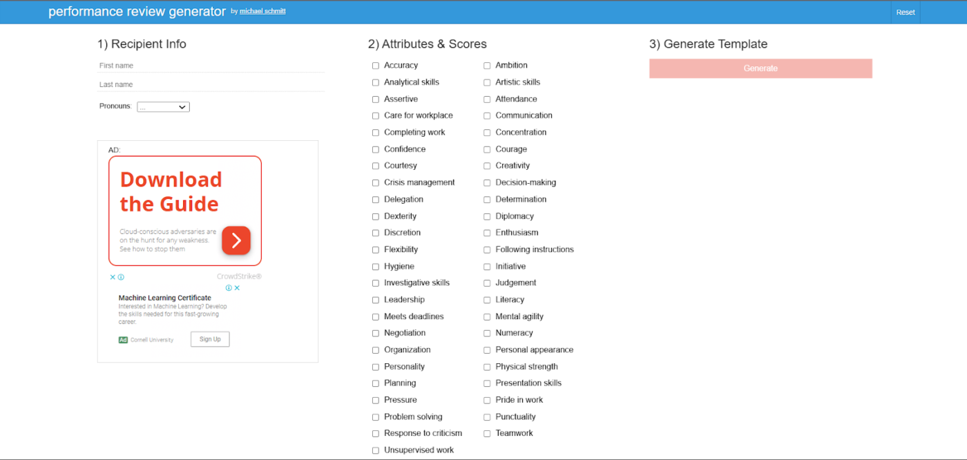 Performance Review Generator by Michael Schmitt