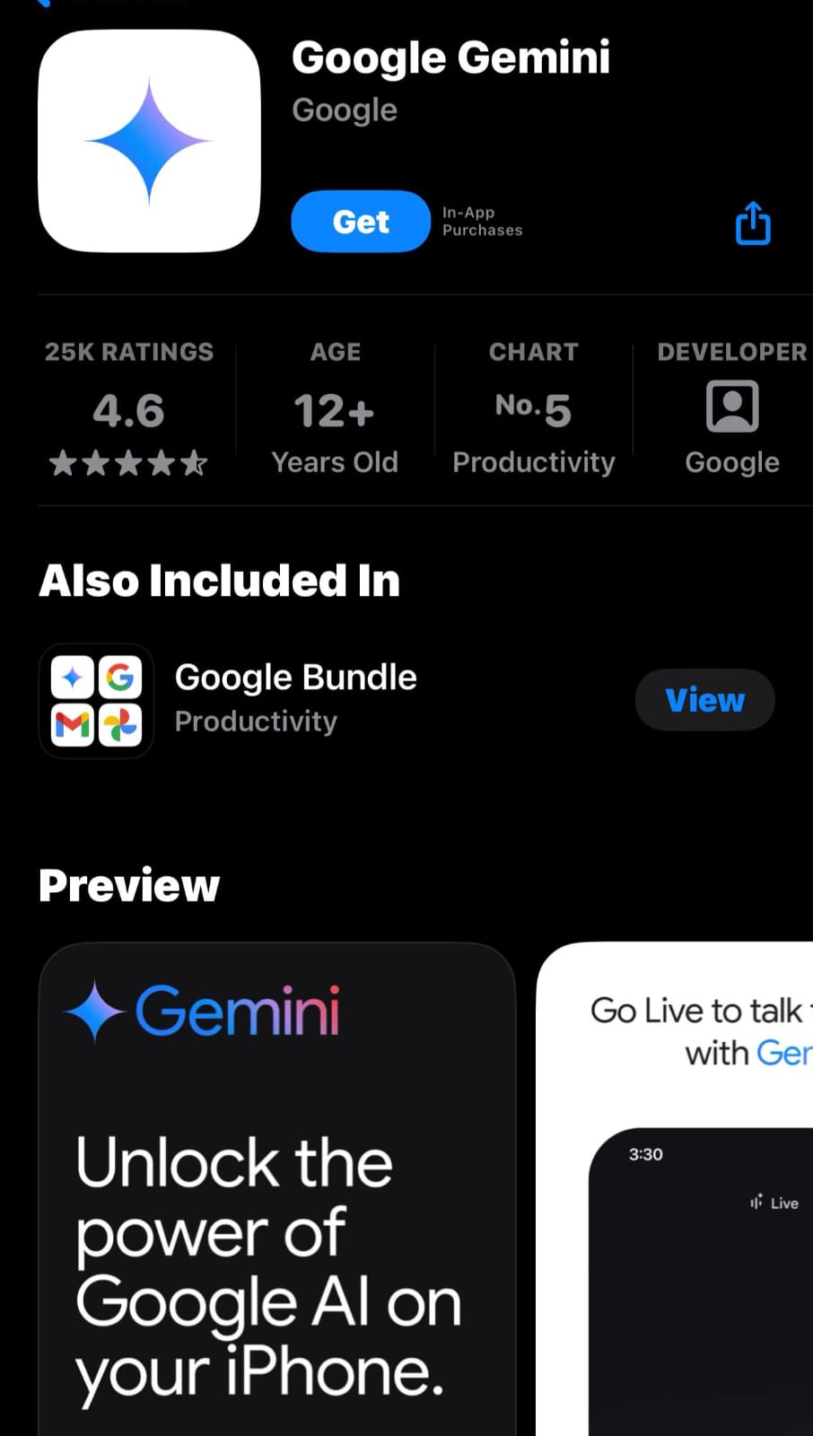 Google Gemini on iOS