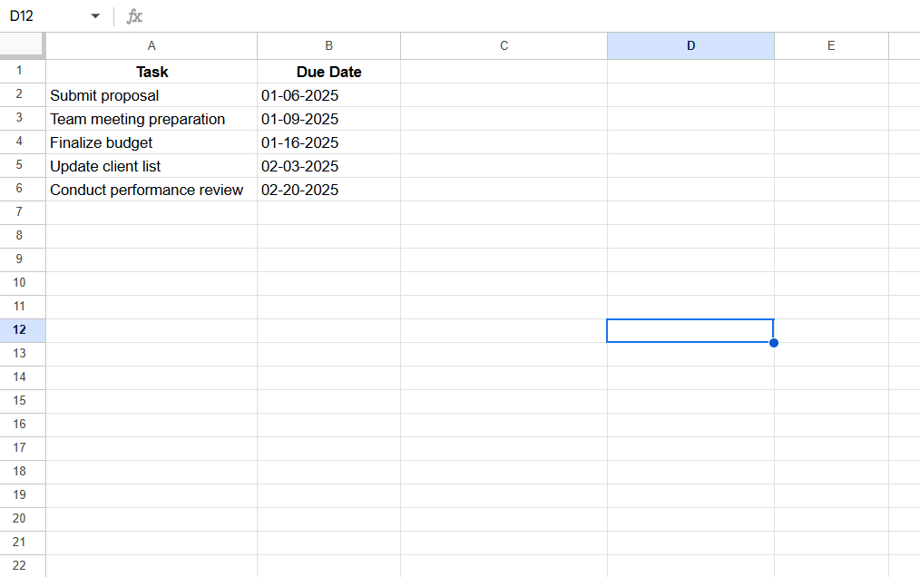 Sorted Table: how to organize due dates in google sheets