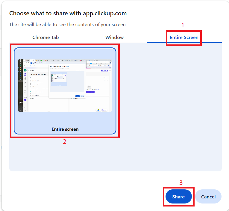 Recording on ClickUp: how to take a scrolling screenshot in chrome