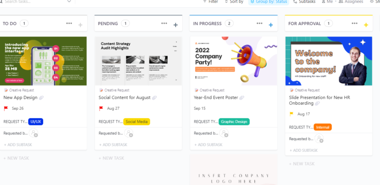 ClickUp Marketing Creative Request Form Template