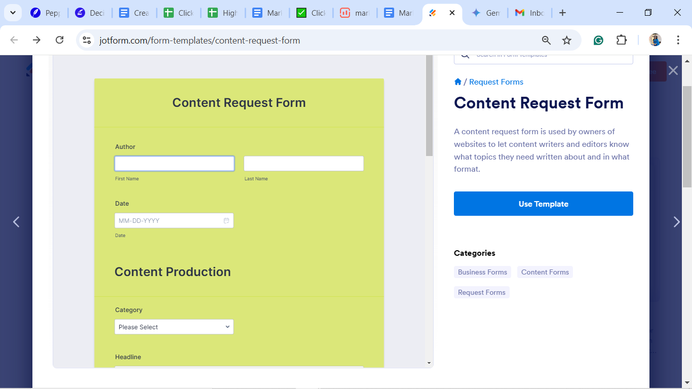 Content Request Form Template 