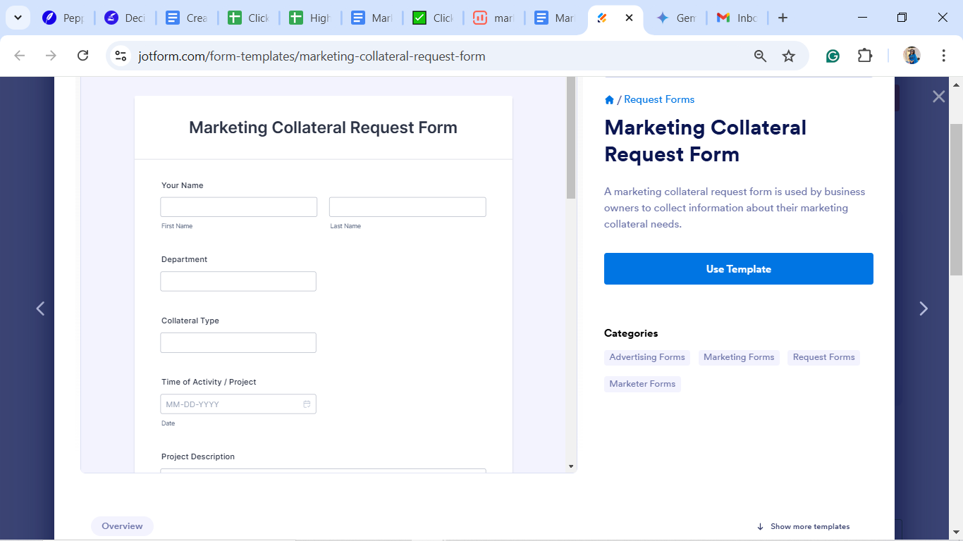 Marketing Collateral Request Form Template 