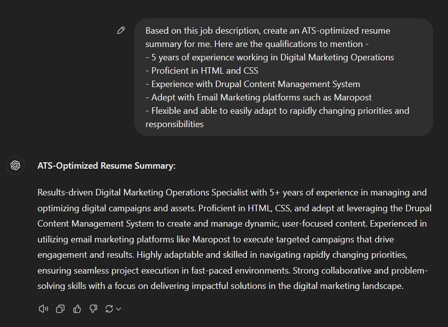 Drupal Content Manager role Prompt: How to Use ChatGPT for Resume