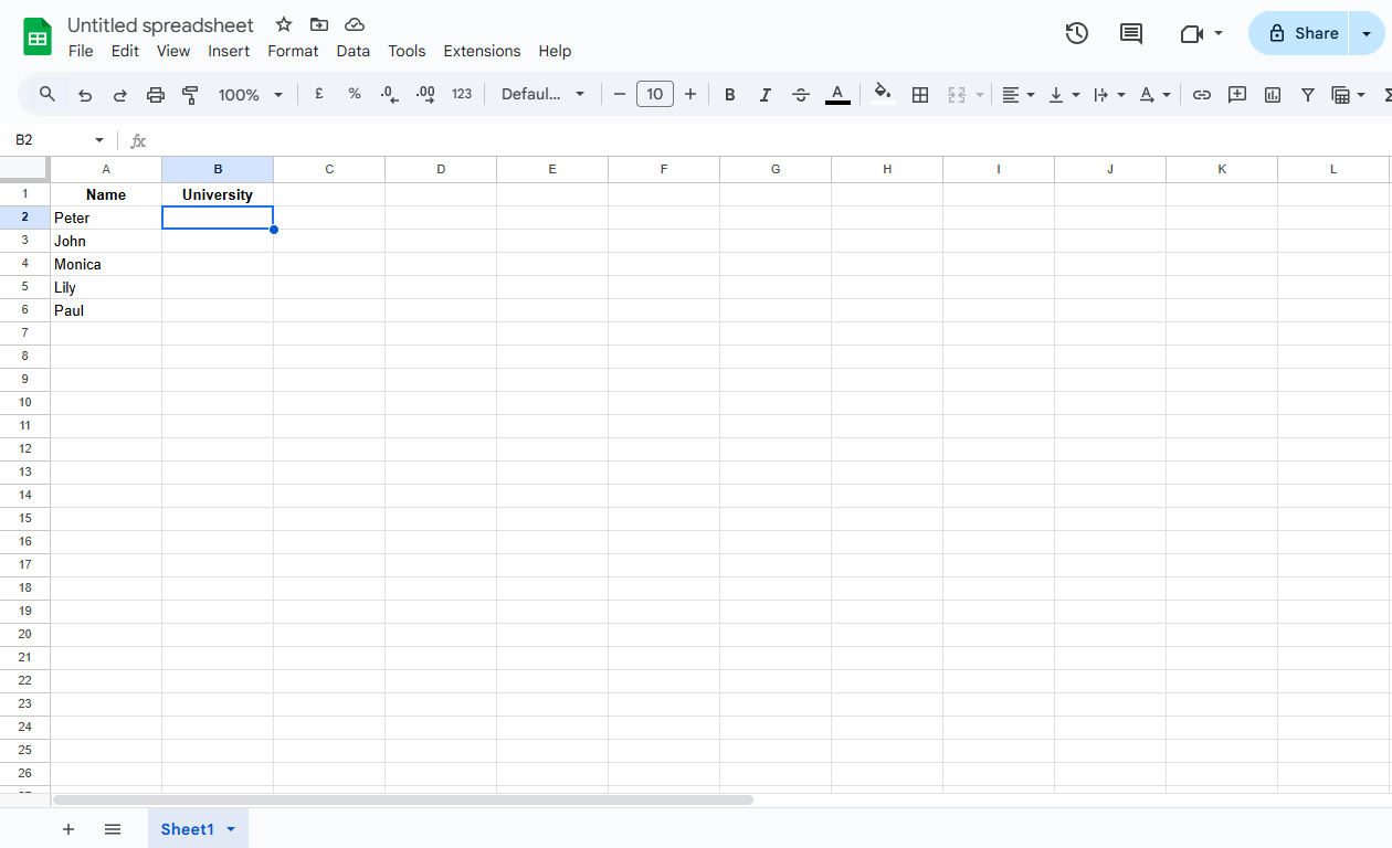 Google Sheets cells