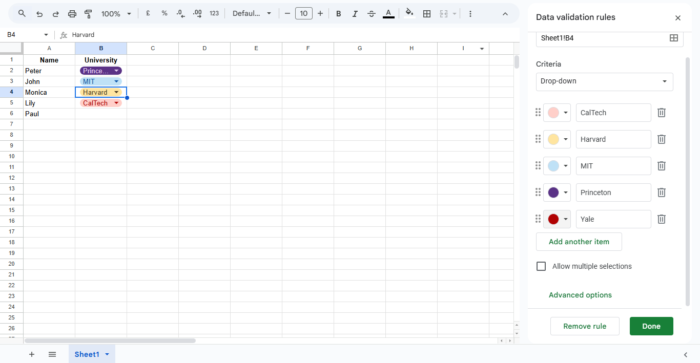 How to Add a Drop Down List in Google Sheets | ClickUp